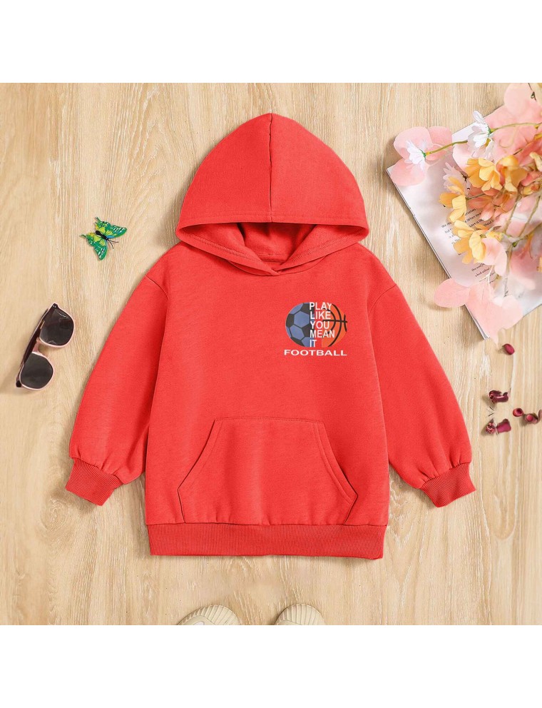 Hot Selling Rabbit Skins Boy's Foot Ball Printed Pullover Hoodie Just Launched